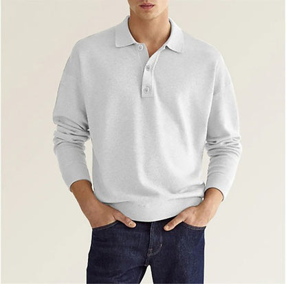 Chemise polo à manches longues pour hommes en tissu respirant avec des détails de boutons modernes Chic und Stil