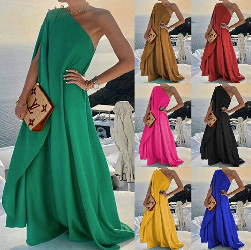 Robe maxi femme avec design asymétrique Chic und Stil