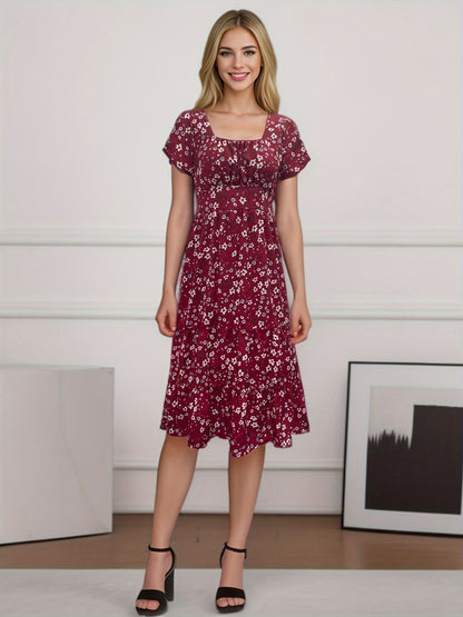 Chic and Stylish Women's Layered Floral Midi Dress