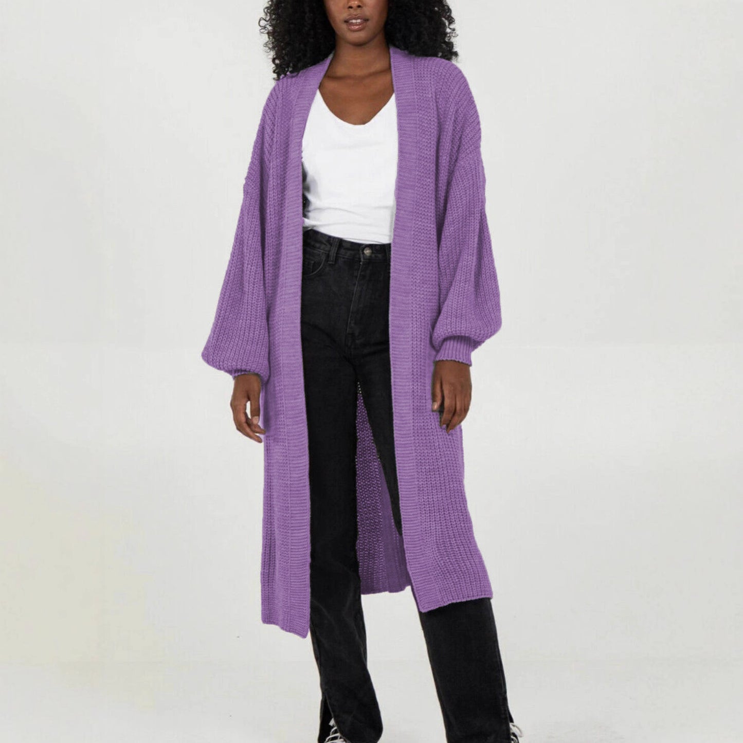 Cardigan en tricot grande taille pour femmes avec des manches volumineuses et une ouverture sur le devant Chic und Still