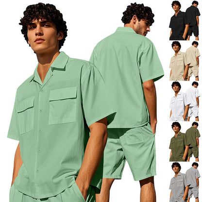Homme décontracté ensemble chemise à manches courtes et shorts Chic und Stil