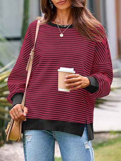 Pull oversized rayé décontracté pour dames Chic und Stil