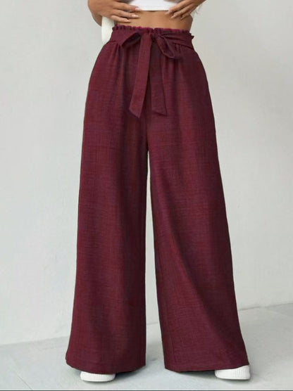 Ladies Wide Pants with Adjustable Waist Chic and Style