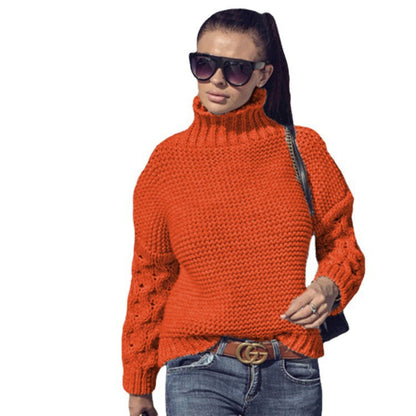 Dames Gros Tricot Pull avec col montant et manches détaillées Chic und Stil
