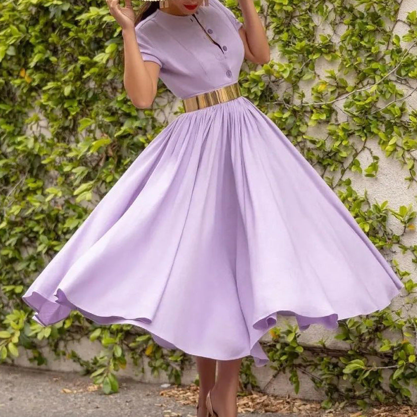 Dames Robe Maxi Élégante avec Boutonnage et Ceinture Glamour Chic und Stil