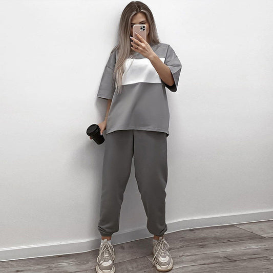Women's casual oversized loungewear set with cropped top and elastic pants Chic and Style