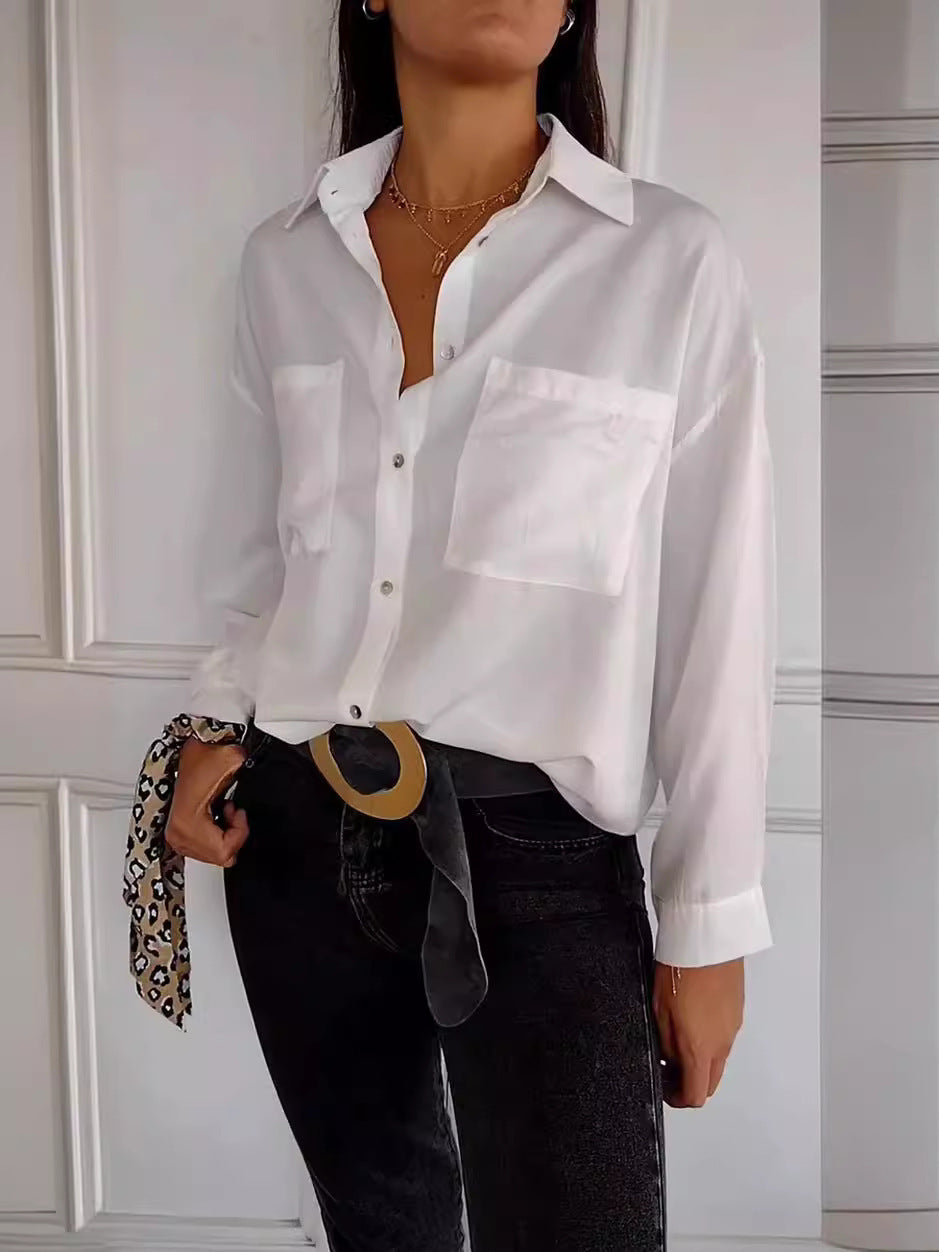 Dames Élégante blouse avec boutonnière et détails fins Chic und Stil
