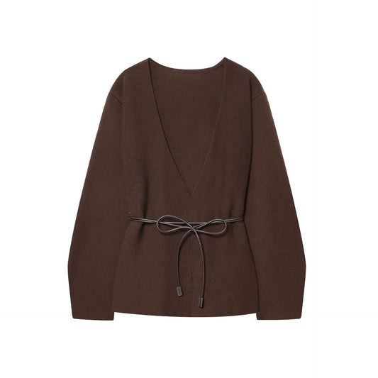 Dames haut ajusté à col en V avec ceinture à nouer Chic und Stil