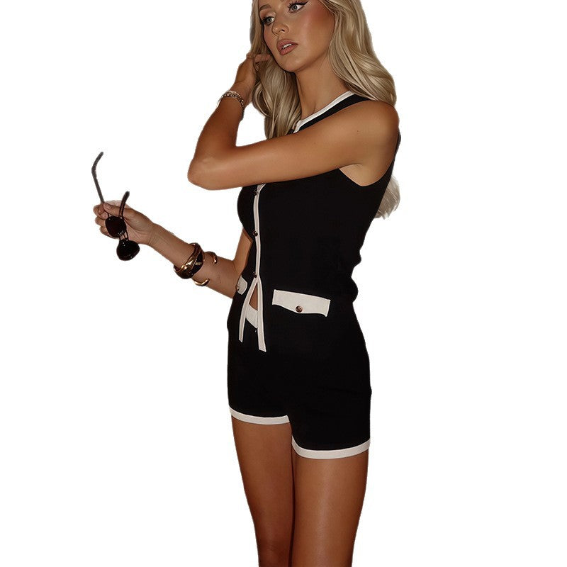 Dames Combinaison élégante avec des détails contrastés Chic und Stil