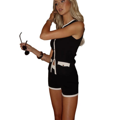 Dames Combinaison élégante avec des détails contrastés Chic und Stil