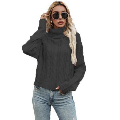 Pull en grosse maille pour femmes avec col roulé haut et motif torsadé marqué Chic und Stil