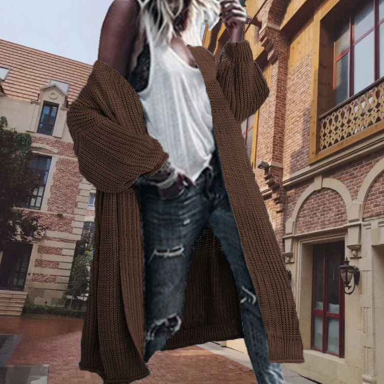 Dames gilet en tricot épais avec des manches larges et une devant ouvert Chic und Stil