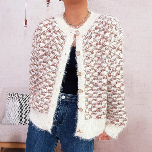Cardigan en tricot confortable pour femmes avec design de boutons décoratifs Chic und Stil
