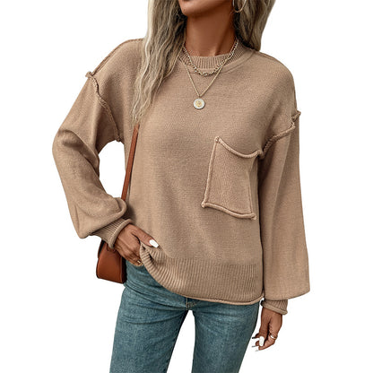 Pull décontracté pour femmes avec application de poche décorative Chic und Stil