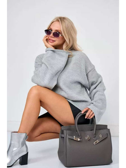 Dames Pull oversized élégant avec coupe ample et col montant Chic und Stil