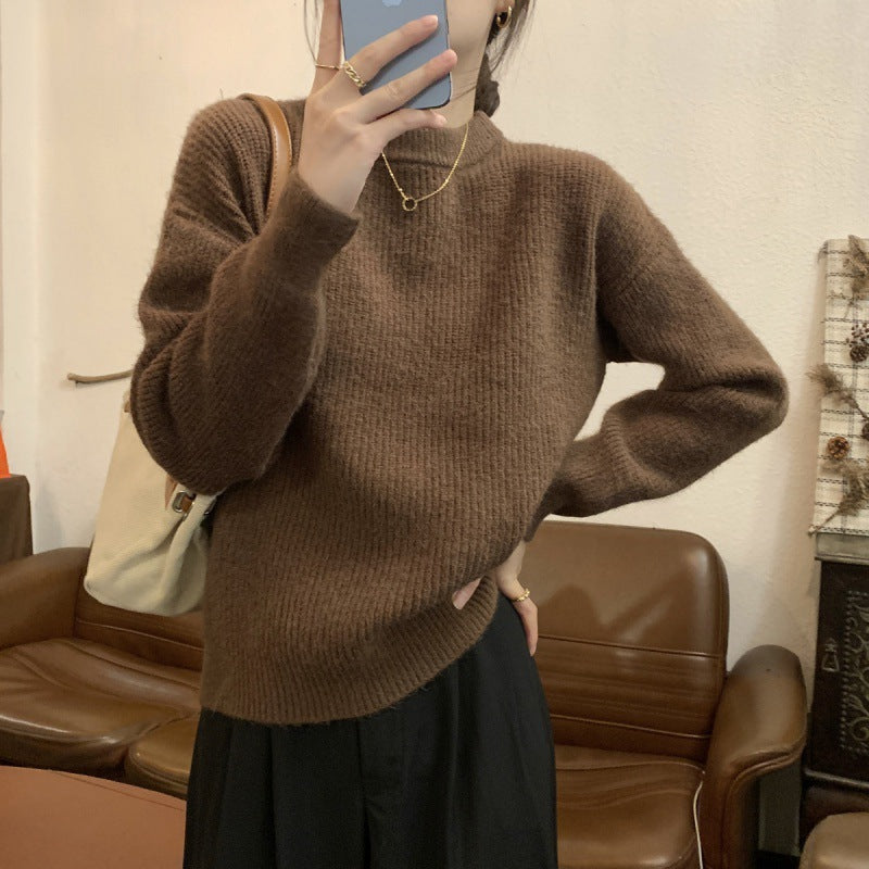 Dames Pull en fine maille élégant avec col haut et coupe décontractée Chic und Stil