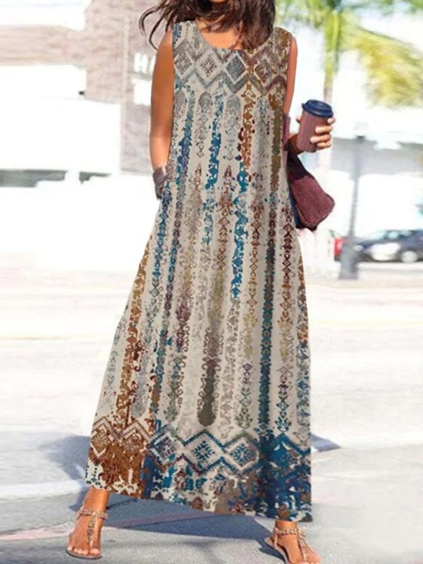 Robe maxi pour dames avec un élégant motif ondulé et un accent doré glamour Chic und Stil