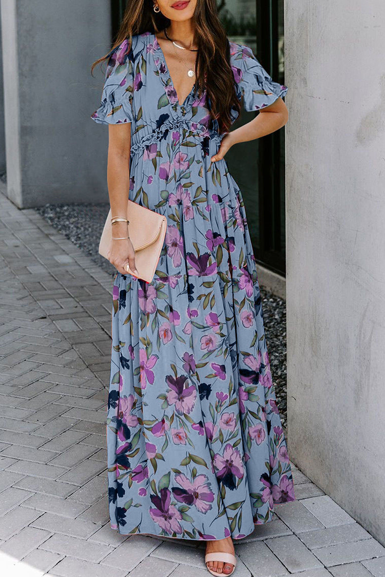 Robe Maxi Boho Femmes avec impression florale Chic und Stil