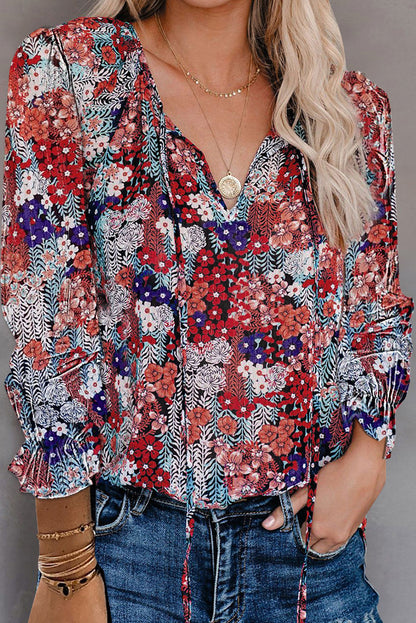 Blouse femme avec un motif léopard sophistiqué et un décolleté en V à la mode Chic und Stil