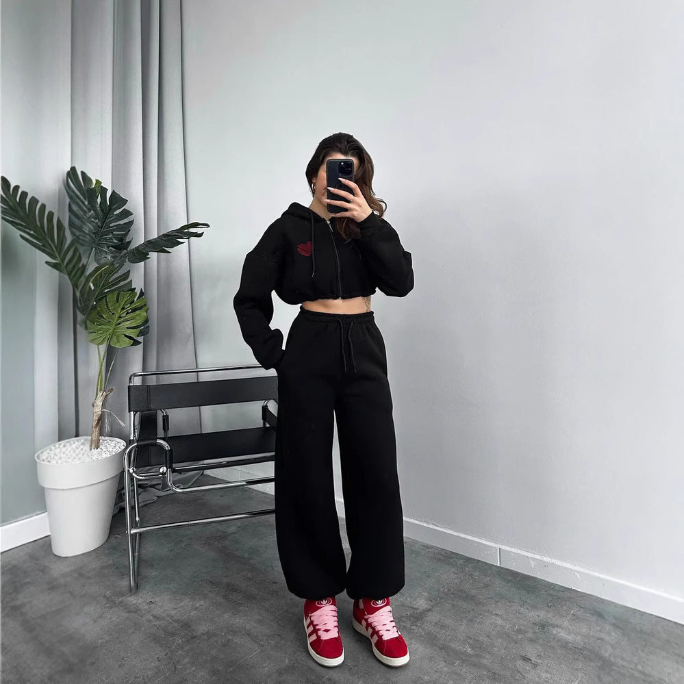 Cropped hoodie sweatshirt set for women and casual jogger pants Chic and Style