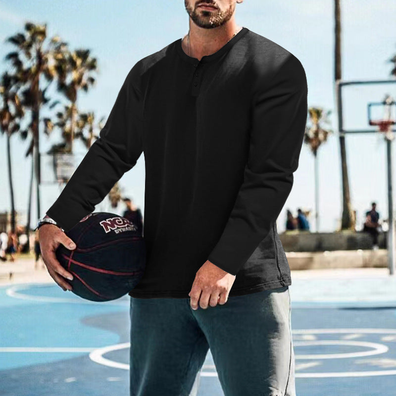 Chemise Henley à manches longues pour homme en tissu texturé avec des détails de bouton pratiques Chic und Stil