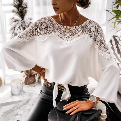 Dames Élégante blouse avec partie en dentelle Chic und Stil