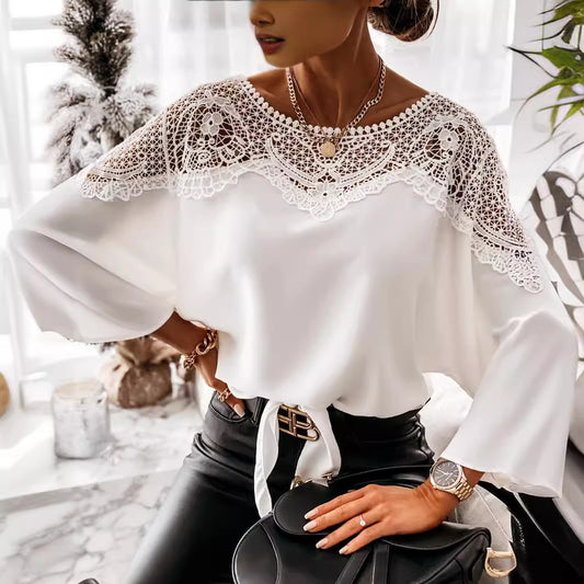 Dames Élégante blouse avec partie en dentelle Chic und Stil