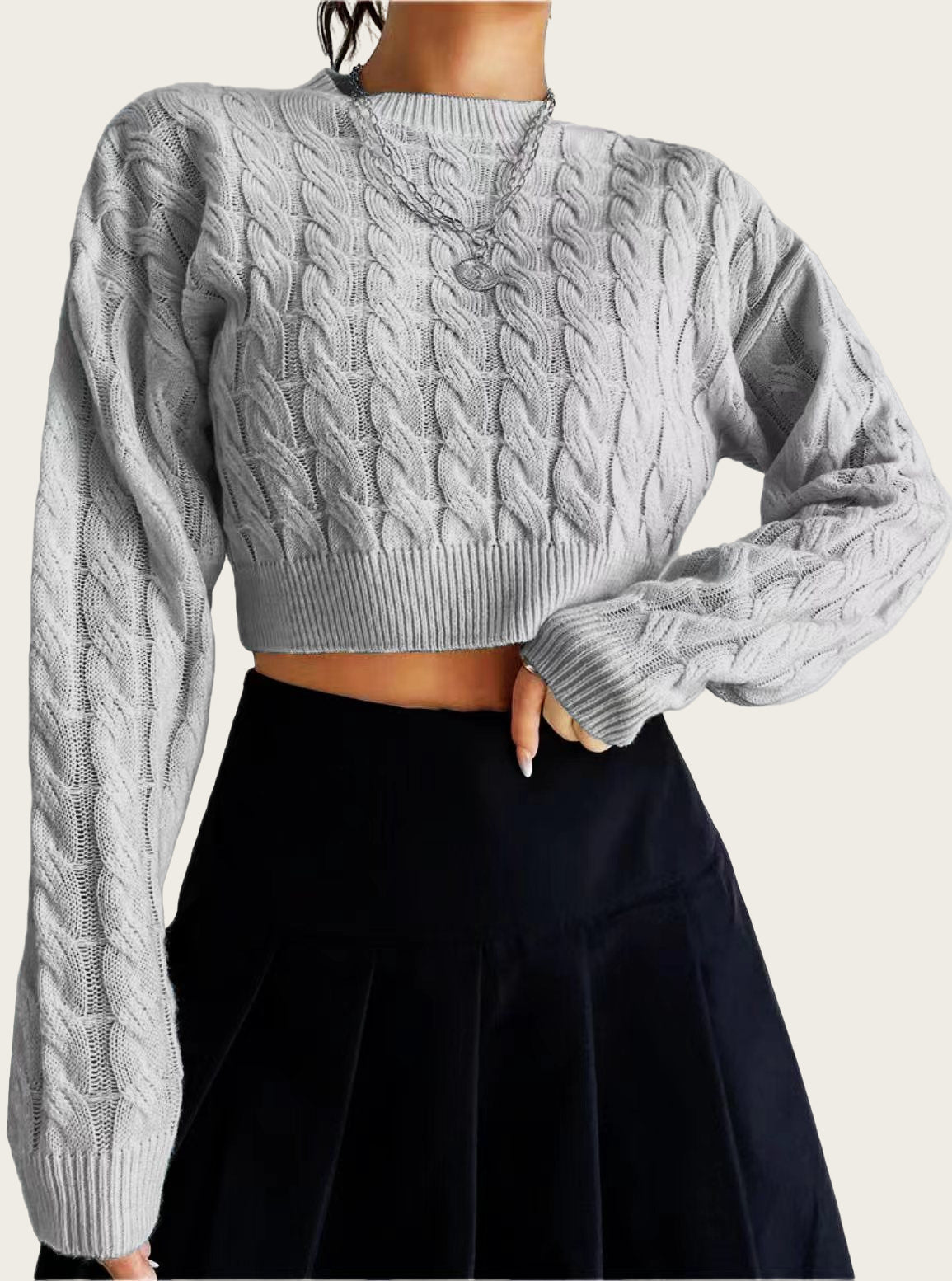 Pull over court en laine douce pour femmes avec motif torsadé Chic und Stil