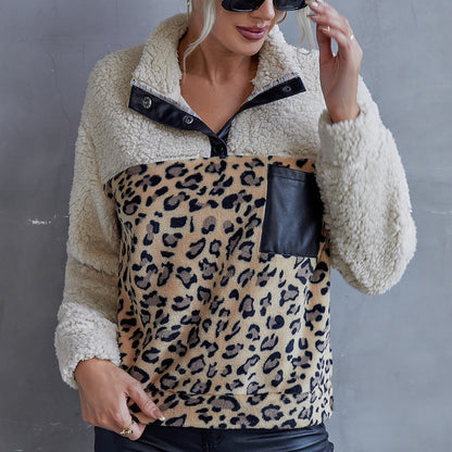 Femme Pull en polaire douillet avec détails en suède Chic und Stil