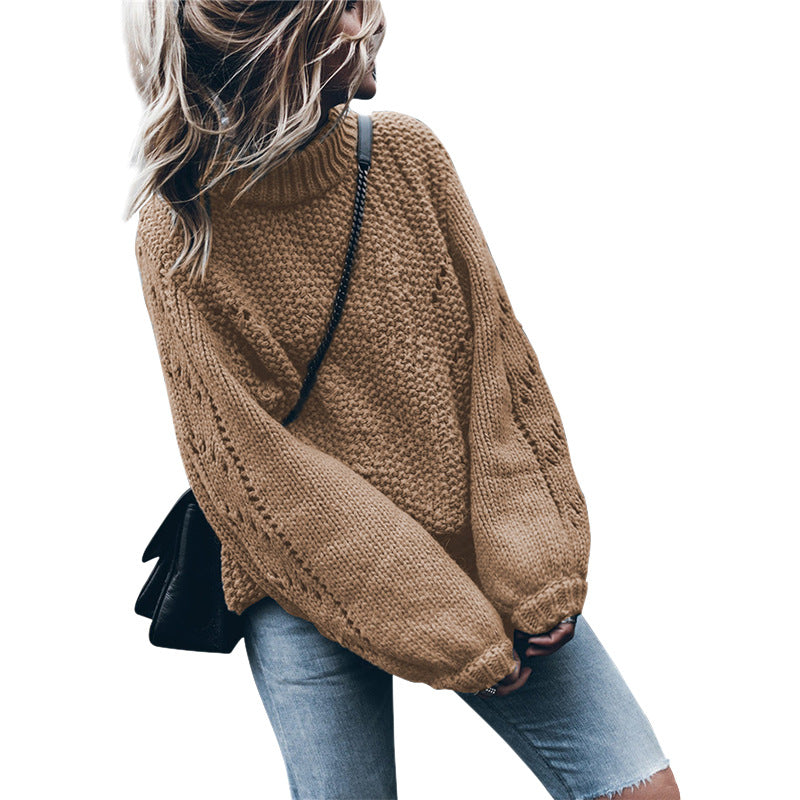 Pull en grosse maille pour femmes avec coupe large et col roulé tendance Chic und Stil