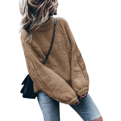Pull en grosse maille pour femmes avec coupe large et col roulé tendance Chic und Stil
