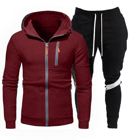 Sporty hoodie for men with practical zipper and chic jogger pants