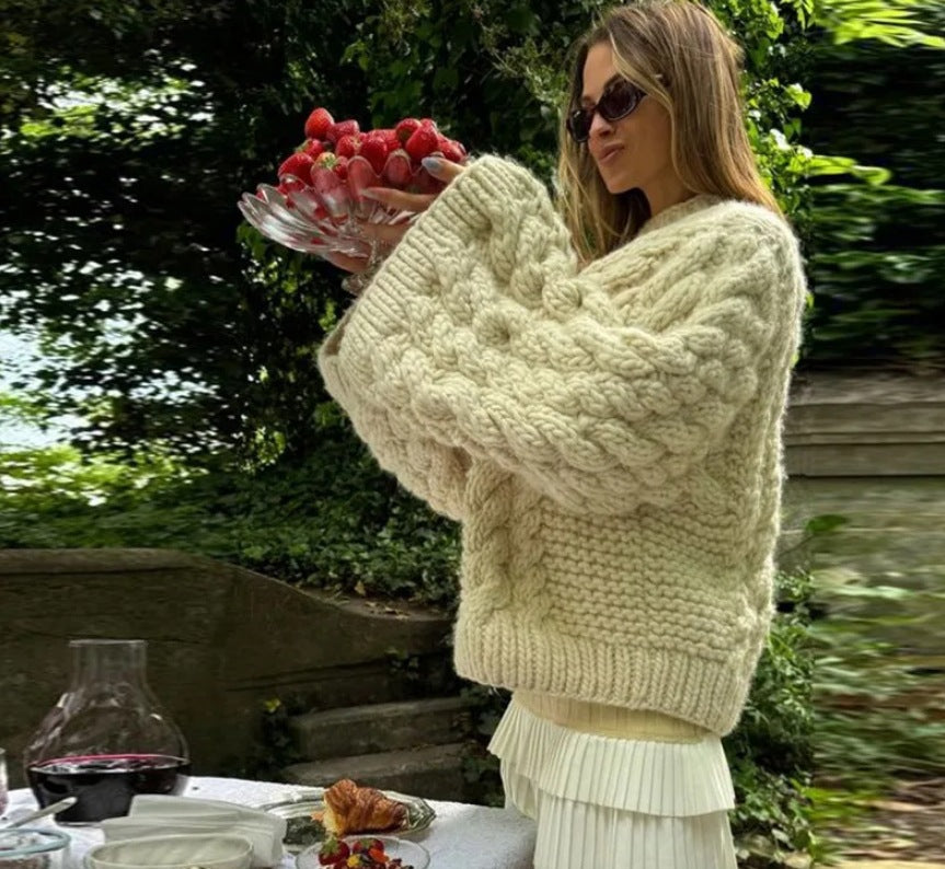Pull en tricot surdimensionné pour femmes avec motif de torsade Chic und Stil