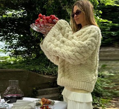 Pull en tricot surdimensionné pour femmes avec motif de torsade Chic und Stil
