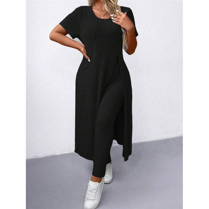 Robe en tricot confortable pour femme et ensemble de leggings Chic und Stil