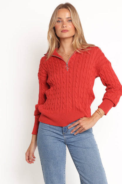 Pull en tricot pour femmes avec un élégant motif en cable et un col montant à la mode Chic und Stil