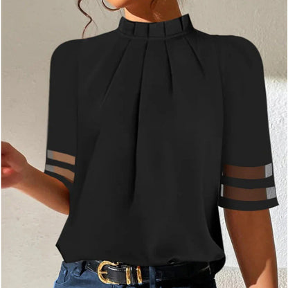 Dames élégante blouse avec manches transparentes Chic und Stil