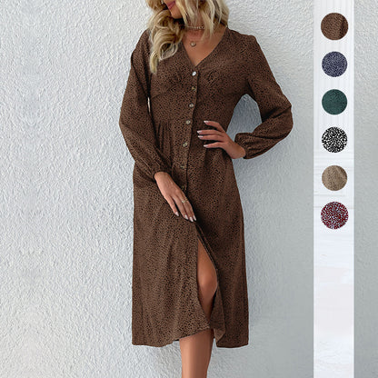 Robe midi pour femmes avec boutonnage et manches volumineuses Chic und Stil
