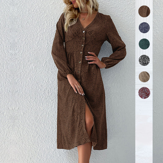 Robe midi pour femmes avec boutonnage et manches volumineuses Chic und Stil