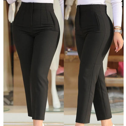High-waisted slim pants for women with decorative stitching details Chic and Style