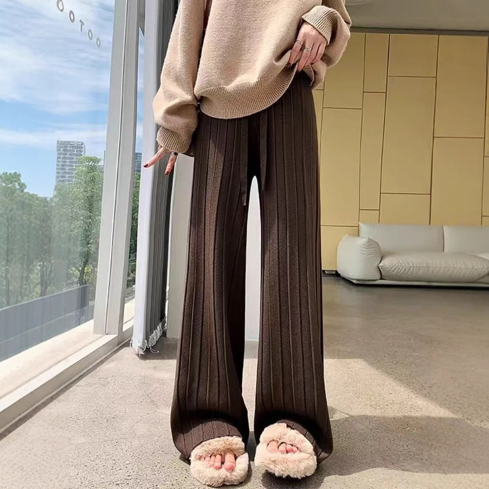 Wide pants for women with vertical stripe design and elastic waist Chic and Style