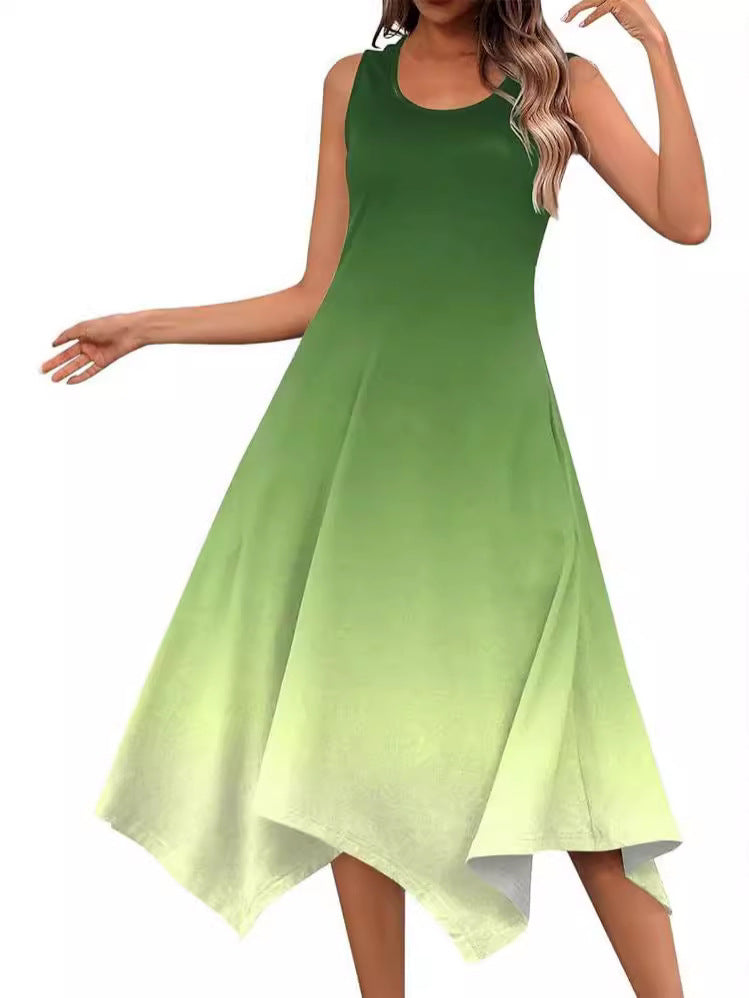 Robe midi sans manches pour femmes avec une coupe fluide et une transition de couleur unique Chic und Stil