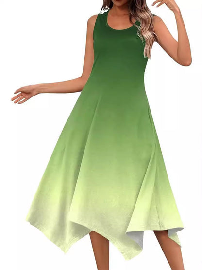 Robe midi sans manches pour femmes avec une coupe fluide et une transition de couleur unique Chic und Stil