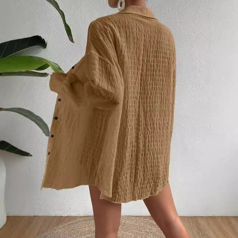 Chemisier décontracté oversized pour femmes en tissu texturé Chic und Stil