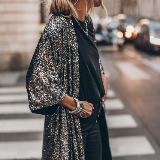 Ladies shimmering kimono with loose fit Chic and Style