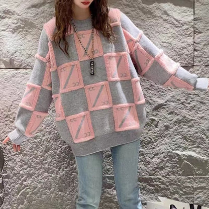 Femmes Grand Pull Oversized avec Design Graphique Chic und Stil