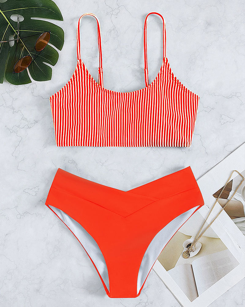 Dames Ensemble de bikini bralette rayé élégant Chic und Stil