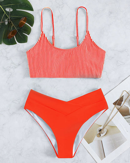 Dames Ensemble de bikini bralette rayé élégant Chic und Stil