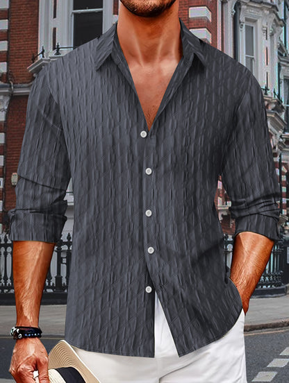 Chemise à manches longues structurée pour hommes avec fermeture à boutons Chic und Stil