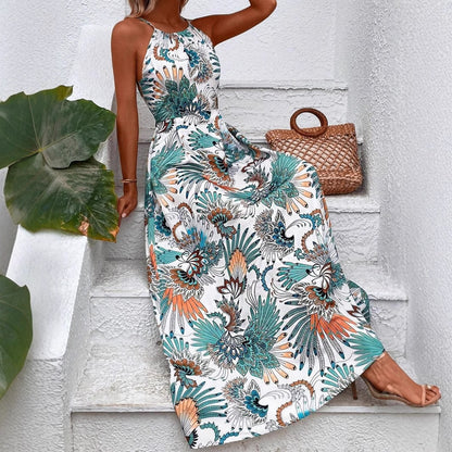 Dames Collier Fleurs Robe Maxi Chic und Stil